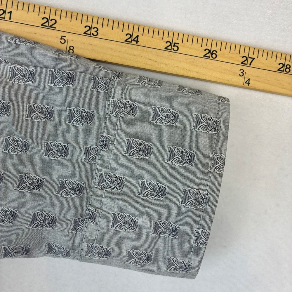 Robert Graham Shirt Mens XL Grey Tiki Mask Tailored Fit Cotton Button Down Long - Picture 8 of 8